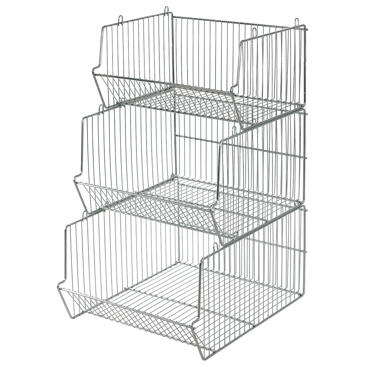 Corbeille fil empilable 49 x 40 x 25 cm zingué - Panier fil métal - Corbeilles fil-3