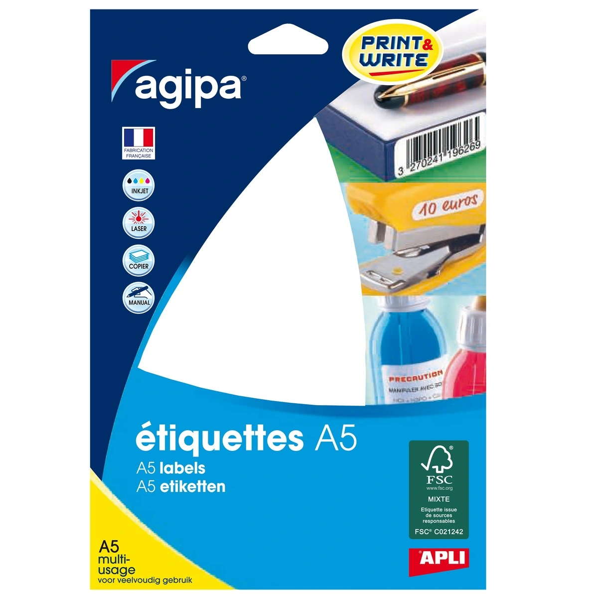 Étiquettes adhésives multi-usages permanentes - Étiquettes adhésives neutres