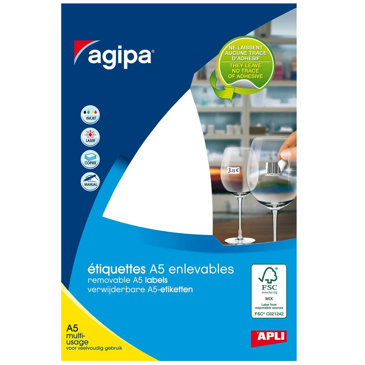 Étiquettes adhésives multi-usages amovibles - Étiquettes adhésives neutres