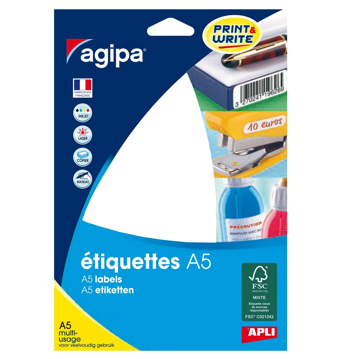 Étiquettes adhésives multi-usages permanentes - Étiquettes adhésives neutres