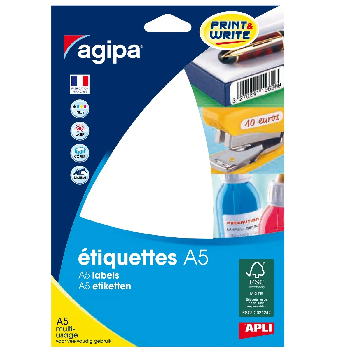 Étiquettes adhésives multi-usages permanentes - Étiquettes adhésives neutres