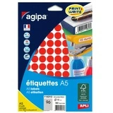 Pastille adhésive permanente Rouge ø 15 mm Agipa - Pastille de signalisation - Étui de 960 - Gommettes de couleur