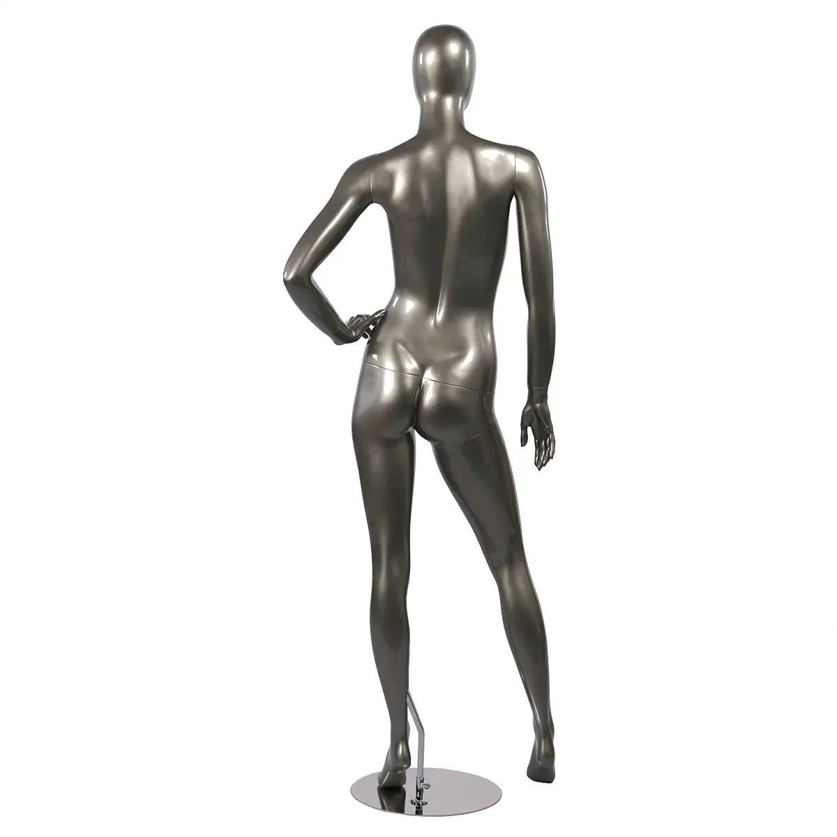 Mannequin femme finition laquée, main gauche sur la hanche H 178 cm Fibre de verre - Gris métal - Mannequins femmes-3