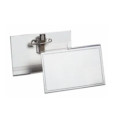 Porte-badge PVC transparent 6 x 4 cm à pince combi – Badge à pince et épingle, fiche bristol fournie – Lot de 50 - Badges, Porte-badges