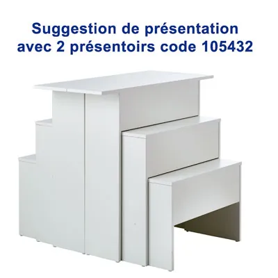 Table gigogne blanche 110/75,8/71,2 x 25/40/40 x 96,5/71,5/48 cm - Table de présentation blanche - Lot de 3 - Tables de présentation, Sellettes-3