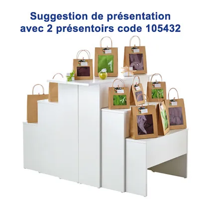 Table gigogne blanche 110/75,8/71,2 x 25/40/40 x 96,5/71,5/48 cm - Table de présentation blanche - Lot de 3 - Tables de présentation, Sellettes-5