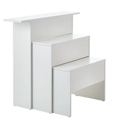 Table gigogne blanche 110/75,8/71,2 x 25/40/40 x 96,5/71,5/48 cm - Table de présentation blanche - Lot de 3 - Tables de présentation, Sellettes