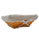 Corbeille osier carrée avec tissu beige 22 x 22 x 9 cm - Panier osier carré avec tissu beige - Contenants et coffrets