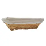 Corbeille osier rectangulaire avec tissu beige 33 x 23 x 9 cm - Panier osier rectangulaire avec tissu beige - Contenants et coffrets