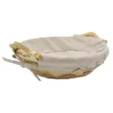 Corbeille osier ronde avec tissu beige ø 30 x 9 cm - Panier osier rond avec tissu beige - Contenants et coffrets