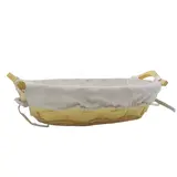 Corbeille osier ovale avec tissu beige et poignées bois 27 x 29 x 10 cm - Panier osier ovale avec tissu et poignées - Corbeilles osier