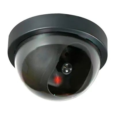 Caméra factice dôme avec LED rouge clignotant - Caméra de surveillance factice intérieure - Noir - Surveillance magasins