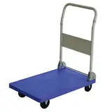 Chariot plateforme 70 x 45 x 88 cm roues pleines 150kg - Chariot de manutention - Blanc / Bleu - Chariots de manutention