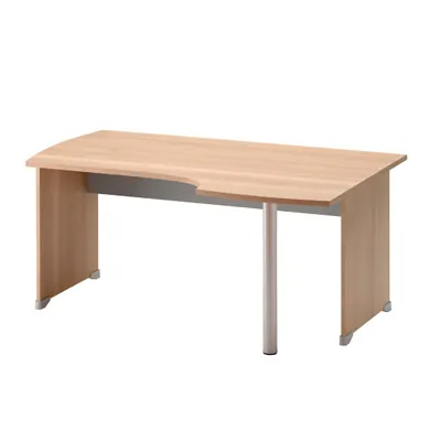 Bureau d'angle compact retour à droite Jazz hêtre ambré 160/61 x 80/105 x H 74 cm piètement plein bois - Bureaux, Tables de travail