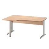 Bureau d'angle compact retour à gauche Jazz hêtre ambré 160/61 x 80/105 x H 74 cm pieds métal - Bureaux, Tables de travail