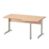 Bureau d'angle compact retour à droite Jazz hêtre ambré 160/61 x 80/105 x H 74 cm pieds métal - Bureaux, Tables de travail