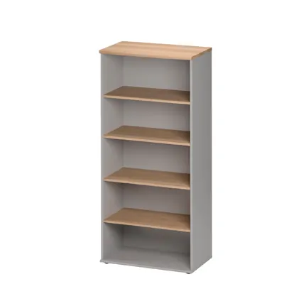 Bibliothèque haute 4 niveaux Jazz+ 80 x 48 x H 183 cm - Bibliothèque de bureau - Hêtre ambré - Caissons de bureau, Armoires de bureau