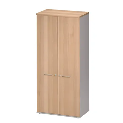 Armoire haute portes battantes Jazz+ 80 x 48 x H 183 cm - Bibliothèque de bureau - Hêtre ambré - Caissons de bureau, Armoires de bureau