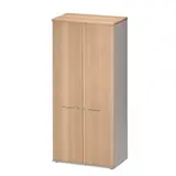 Armoire haute portes battantes Jazz+ 80 x 48 x H 183 cm - Bibliothèque de bureau - Hêtre ambré - Caissons de bureau, Armoires de bureau