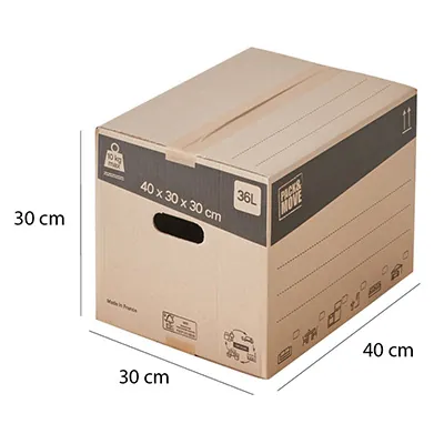 Caisse carton - Caisse américaine carton - Carton déménagement 36L - carton simple cannelure 40 x 30 x 30 cm - Lot de 20 - Caisses américaines cartons-2