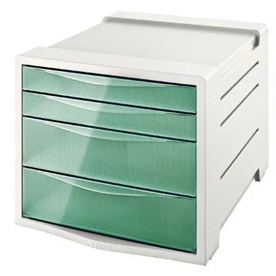 Module de classement 4 tiroirs vert / gris 24,5 x 36,5 x 28,5 cm - Modules de classement