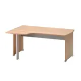 Bureau d'angle compact retour à gauche Jazz hêtre ambré 160/61 x 80/105 x H 74 cm piètement plein bois - Bureaux, Tables de travail