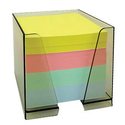 Bloc cube papier 4 couleurs + boîtier plexi - Notes adhésives, Blocs cubes, Fiches Bristol
