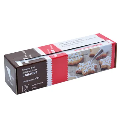 Poche pâtissière jetable transparente 30 x 55 cm 9,45L 80µ - Poche à douille jetable - Boîte de 100 - Papiers pâtissier, Papiers cuisson