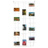Présentoir cartes postales mural en métal 24 compartiments 50 x 100 cm - Blanc - Présentoirs cartes postales, Présentoirs stylos