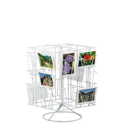 Présentoir cartes postales tournant de comptoir en métal 20 compartiments 30 x 43,5 cm - Blanc - Présentoirs cartes postales, Présentoirs stylos