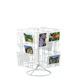 Présentoir cartes postales tournant de comptoir en métal 20 compartiments 30 x 43,5 cm - Blanc - Présentoirs cartes postales, Présentoirs stylos
