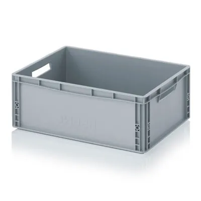 Bac gerbable - Bac Europe 56L 60 x 40 x 27 cm parois pleines poignées ouvertes polypropylène gris - Bacs plastique à parois et fond pleins