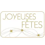 Étiquettes cadeaux adhésives Joyeuses Fêtes Blanc / Or 32 x 19 mm - Boîte de 1000 - Étiquettes Noël