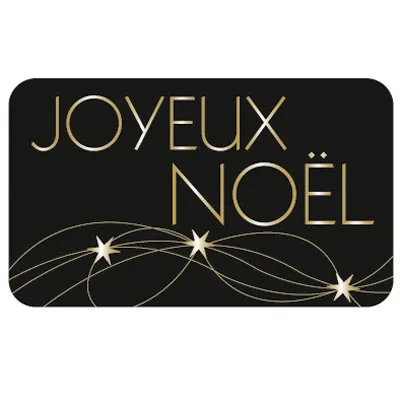 Étiquettes cadeaux adhésives Joyeux Noël Noir / Or 32 x 19 mm - Boîte de 1000 - Étiquettes cadeaux adhésives