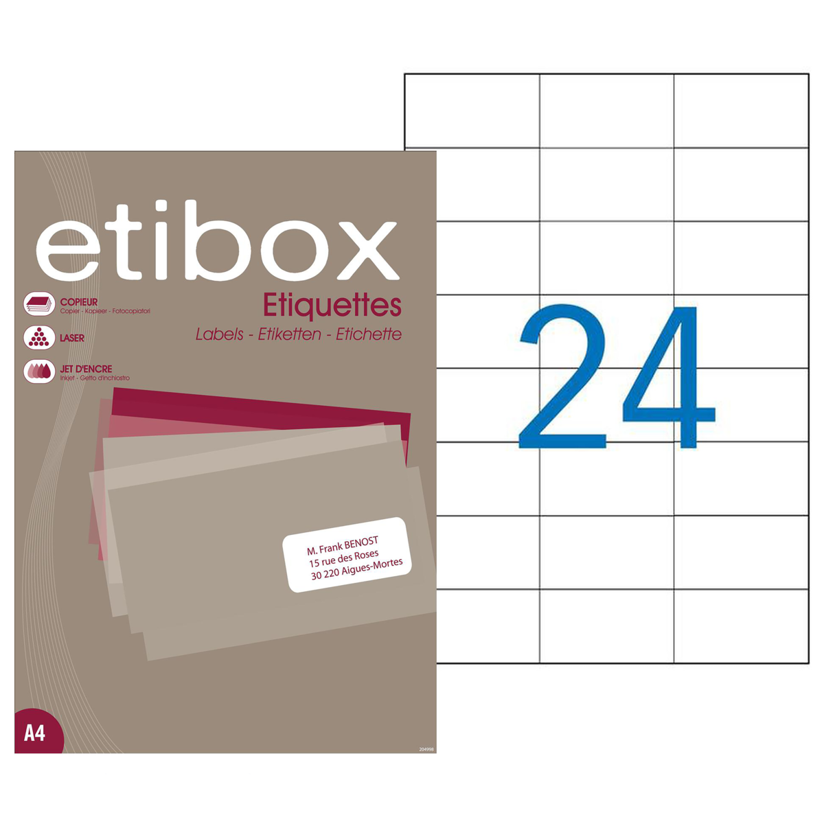 2400 Étiquettes adhésives blanches multi-usages 70 x 37 mm Etibox - Étiquettes adhésives neutres-2