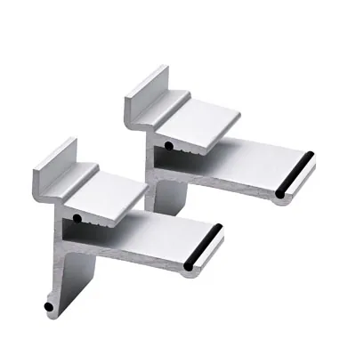 Pince métal pour tablette verre ép.6 mm sur panneau rainuré - Gris - Lot de 2 - Consoles pour tablettes