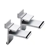 Pince métal pour tablette verre ép.6 mm sur panneau rainuré - Gris - Lot de 2