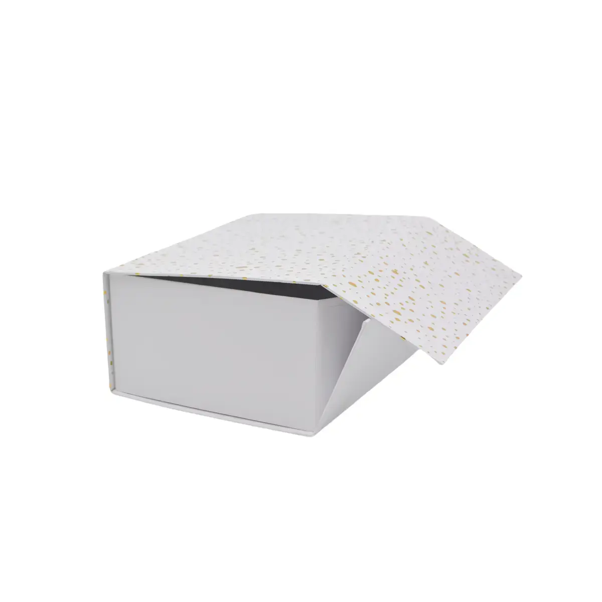 Boîte cadeau pliable blanche à pois or 29x22x12cm – Paquet de 5 - Boites cadeaux carton pliables-3