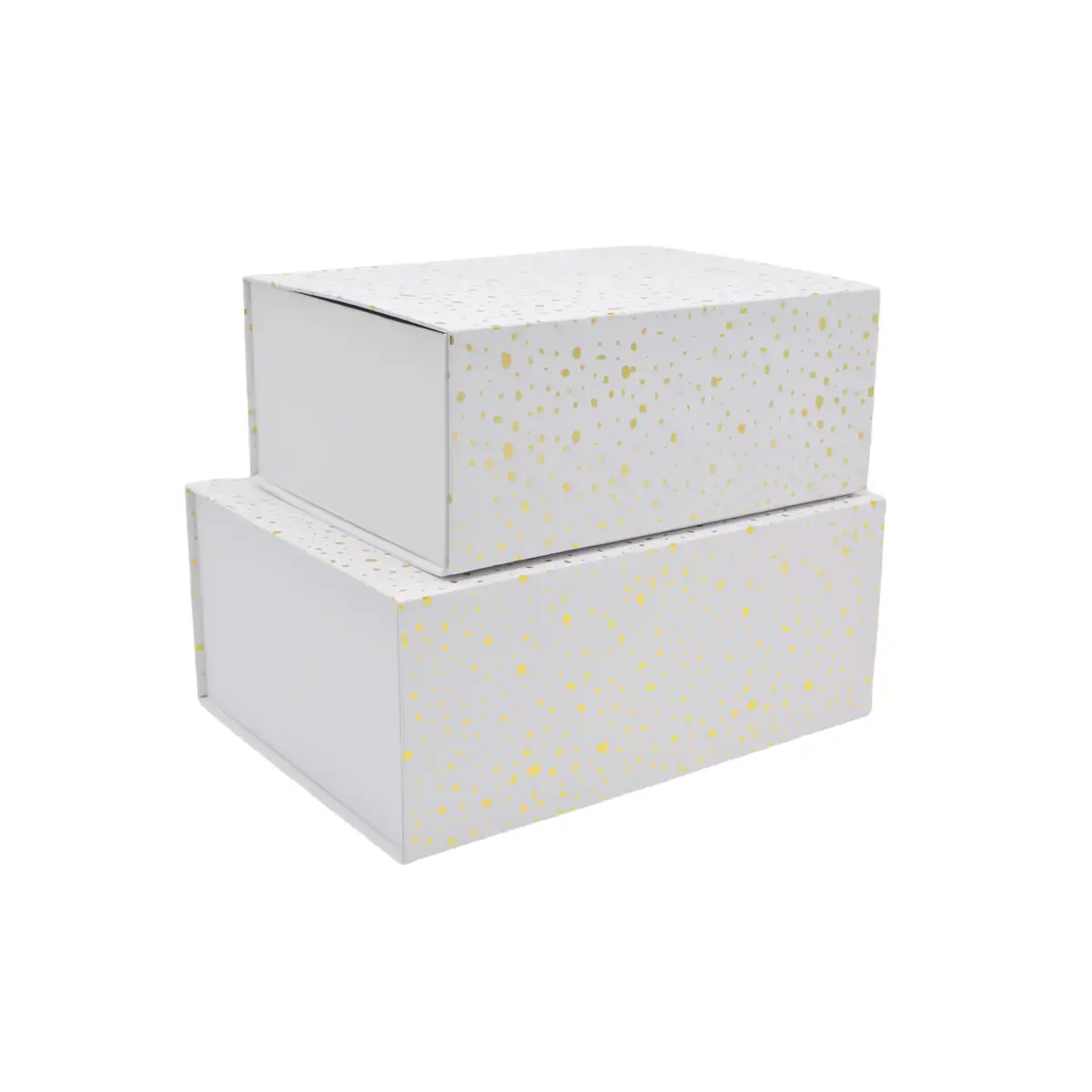 Boîte cadeau pliable blanche à pois or 29x22x12cm – Paquet de 5 - Boites cadeaux carton pliables-4