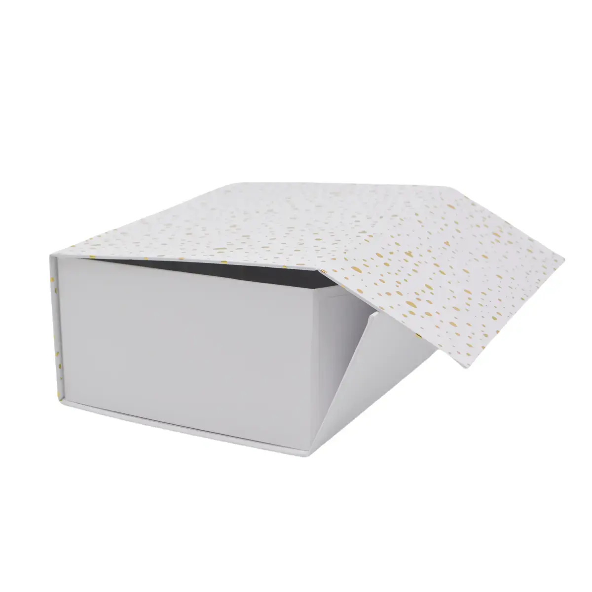 Boîte cadeau pliable blanche à pois or 33x25,5x14cm – Paquet de 5 - Boites cadeaux carton pliables-3