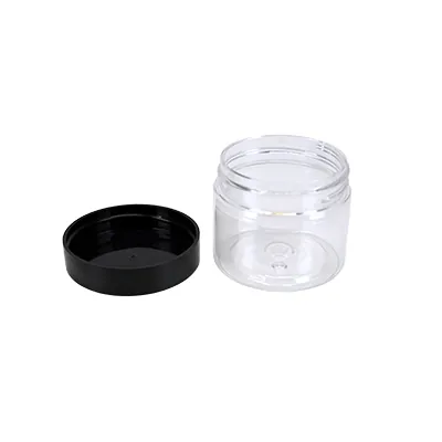 Pot PET cylindrique transparent avec couvercle vissant noir - 50 ml - carton de 760 unités - Bouteilles et pots cylindriques-2