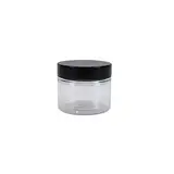 Pot PET cylindrique transparent avec couvercle vissant noir - 50 ml - carton de 760 unités