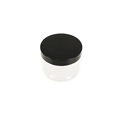 Pot PET cylindrique transparent avec couvercle vissant noir - 150 ml - carton de 315 unités - Bouteilles et pots cylindriques