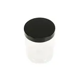 Pot PET cylindrique transparent avec couvercle vissant noir - 300 ml - carton de 212 unités - Bouteilles et pots cylindriques