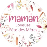 Étiquettes Fête des mères, étiquettes cadeaux Joyeuse fête des mères florales ø 35 mm - Étiquettes cadeaux adhésives