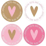 Etiquettes cadeaux Fête des Mères ø 35 mm, assortiment brun / rose / blanc - Boîte de 500 - Étiquettes cadeaux adhésives