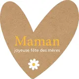 Étiquettes Fête des Mères en forme de coeur, étiquettes cadeaux Fête des Mères brun ø 50 mm - Étiquettes cadeaux adhésives