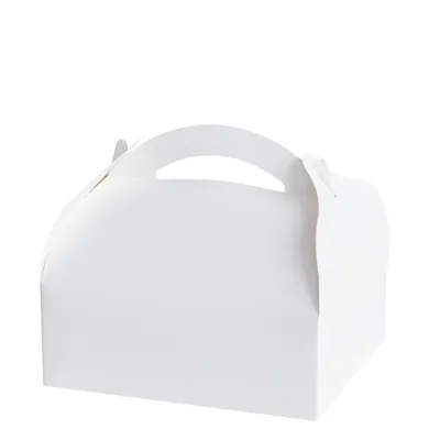 Boîte pâtissière carton avec poignée 18 x 16 x 7 cm - Caissette pâtissière à poignée - Blanc - Lot de 50 - Boîtes pâtissières, Caissettes pâtissières