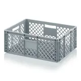 Bac gerbable - Bac Europe 28L 60 x 40 x 15 cm parois et fond ajourés poignées ouvertes polypropylène gris - Bacs à parois ajourées