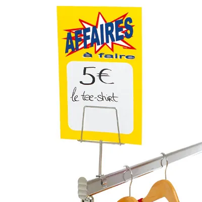 Porte-étiquette métal à clipser sur tube ø 32 mm 12 x 17,5 cm – Porte-étiquette portant – Affichage prix - Porte-affiches à clipser - à pincer-2